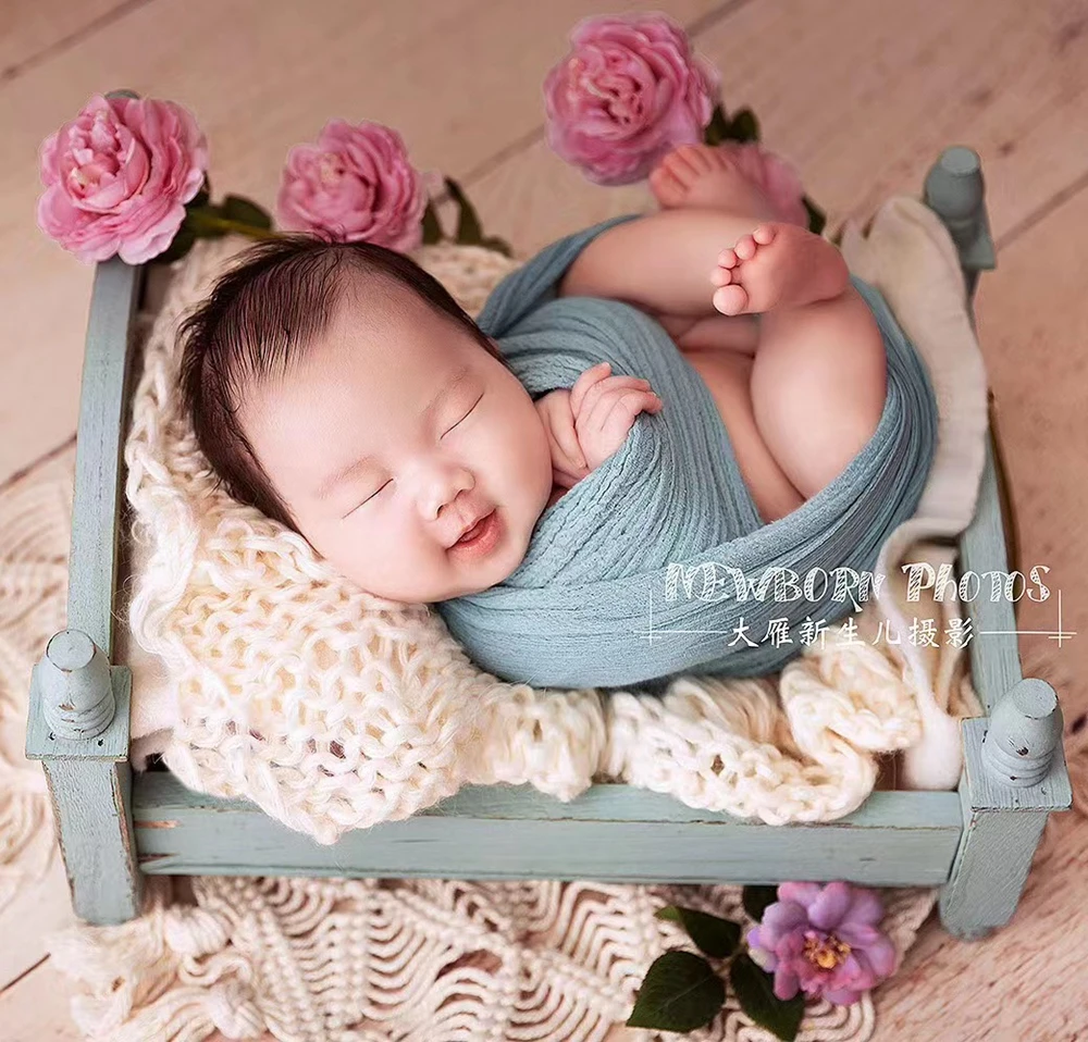 Wool Baby Blanket Newborn Photography Props Knitted Chunky Blanket Baby Fotoshooting Posing Layer Newborn Shooting Accessories