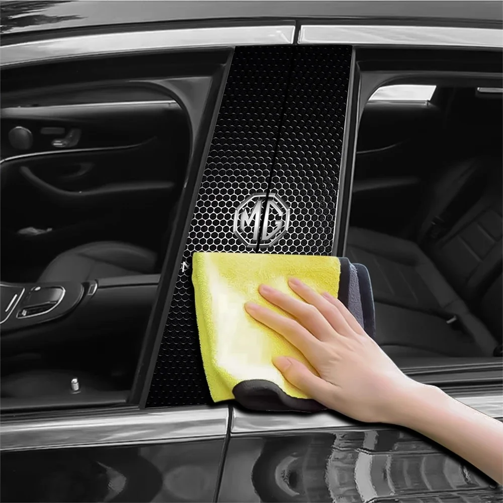 2Pcs Car Window B Pillar Trim Sticker Black Honeycomb for Morris Garages MG ZS EV HS EHS PHEV MG3 MG4 Center Pillar Decor Decal