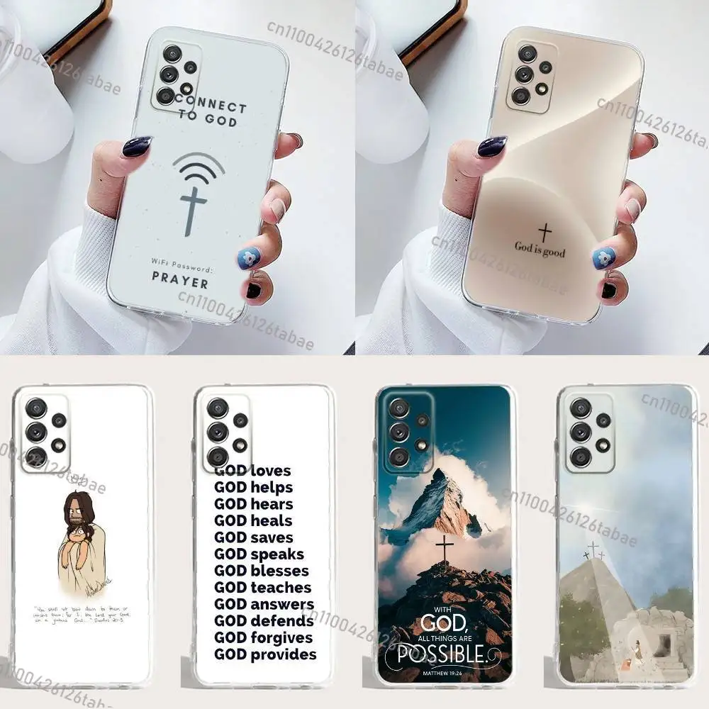 Jesus Bible Verse  Phone Case Silicone For Samsung S30,23,21,22,20 FE lite,S10,9,PIus Note20ultra Soft Transparent