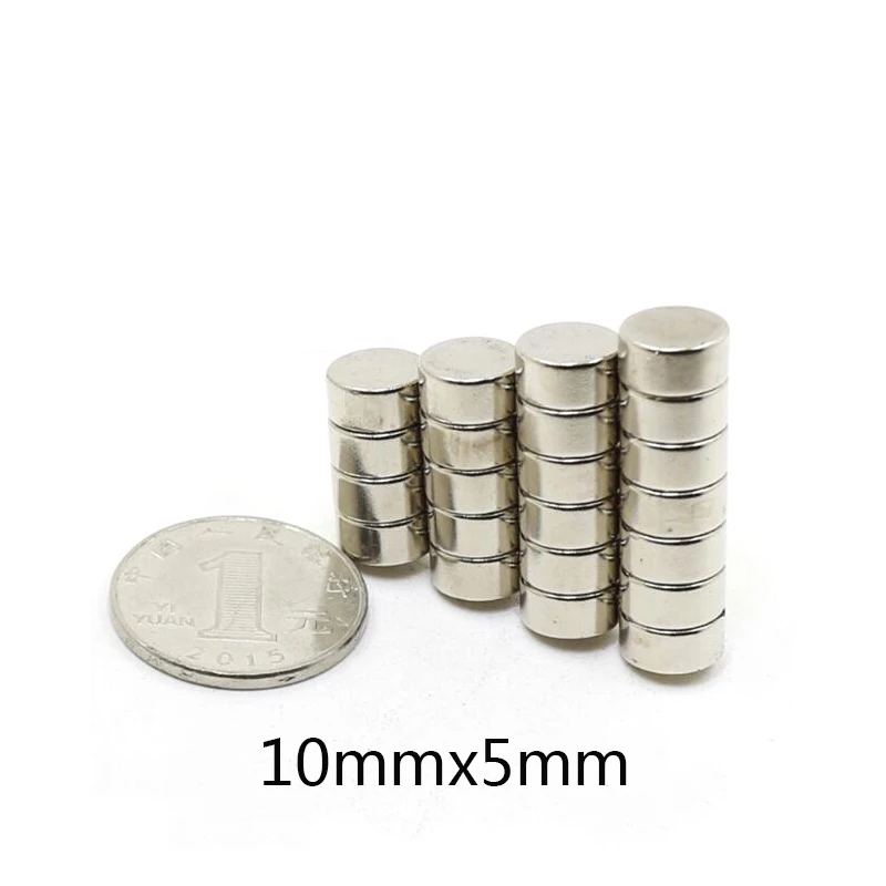 10 ~ 200 sztuk 10x5mm potężne płaskie magnesy neodymowe 10mm x 5mm szukaj średnica magnes okrągłe magnesy 10*5mm