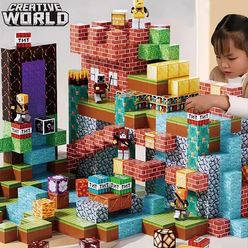 Bloques magnéticos, azulejos magnéticos, juguetes, bloques de construcción magnéticos, cubos, imanes apilables para niños, regalos de cumpleaños para niños y niñas