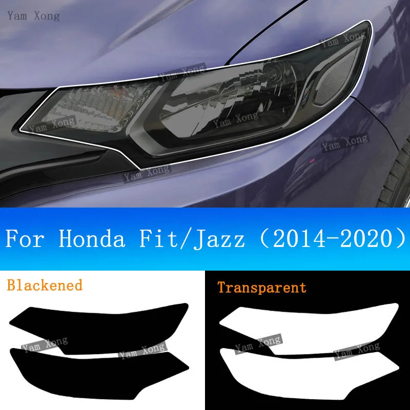 Car Front Lamp Light Black Smoke Protective Film For Honda Jazz Fit GK5 Exterior Headlight Crop Transparent Scratch Cover Refit
