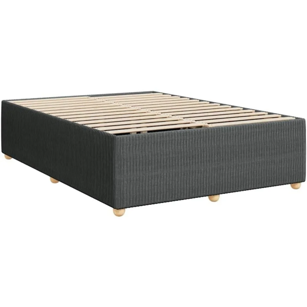 Marco de cama tapizado Queen gris oscuro, base de colchón con revestimiento, cama moderna para dormitorio, dimensiones del producto 79,9" de largo x 60,2" de ancho x 18,1" de alto