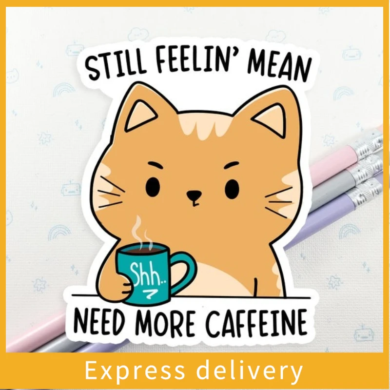 

Cat Coffee Waterproof Stickers, Water Bottle Stickers, Fun Stickers, Cute Stickers, Laptop Stickers, Stickers, Laptop Stickers