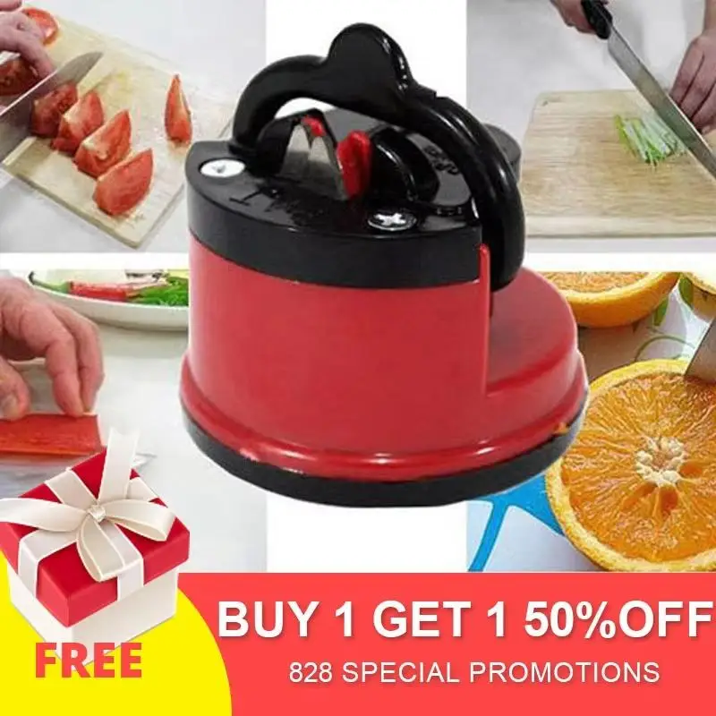 Hot Portable Red Suction Cup Sharpener Tool Suitable Home Kitchen Friut Cut-knife Tool Outdoor Household Sharpener Accessories