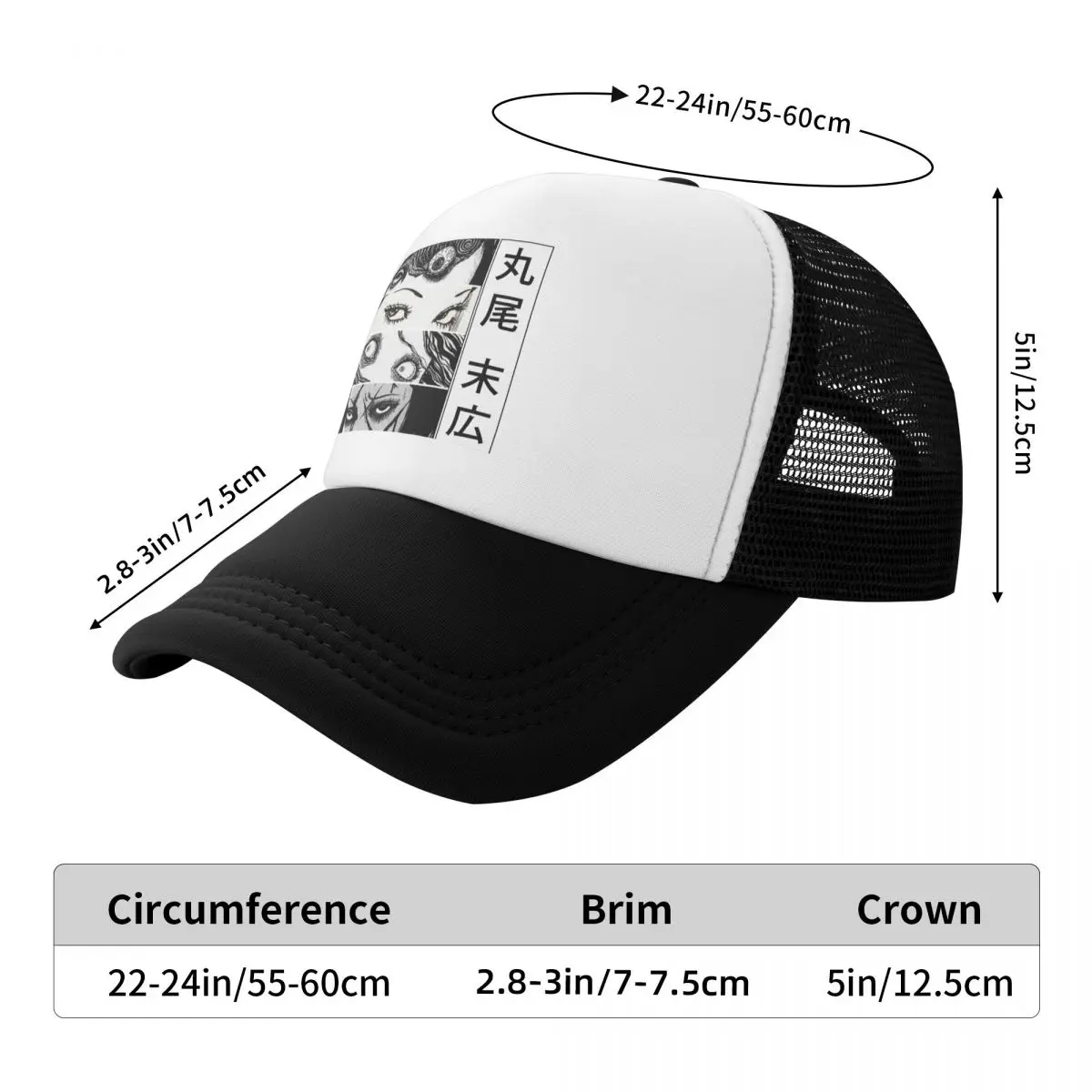Tomie Junji Japanese Horror Ghost Anime Baseball Caps Mesh Hats Casquette Peaked Unisex Caps
