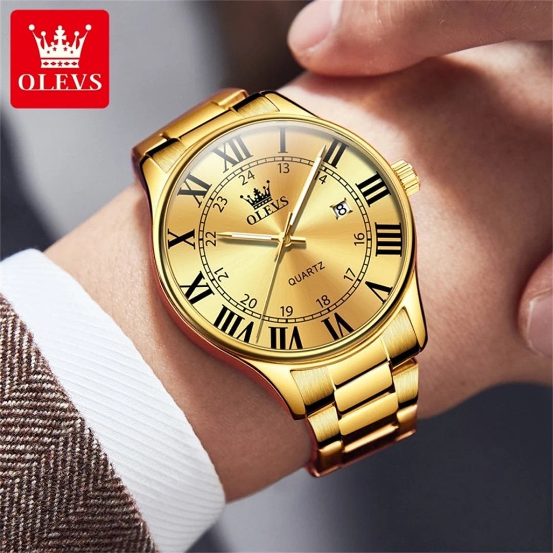 OLEVS 2911 Quartz Casual Watch Round-dial Stainless Steel Watchband Calendar
