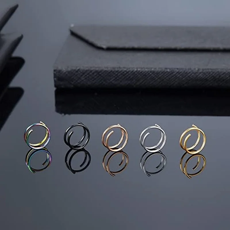 2-teiliges Set aus Edelstahl-Doppelhelix-Nasenring für Frauen, kreatives Nasenpiercing, Tragus-Knorpel-Ohrpiercing, Unisex-Geschenk – Detail 10
