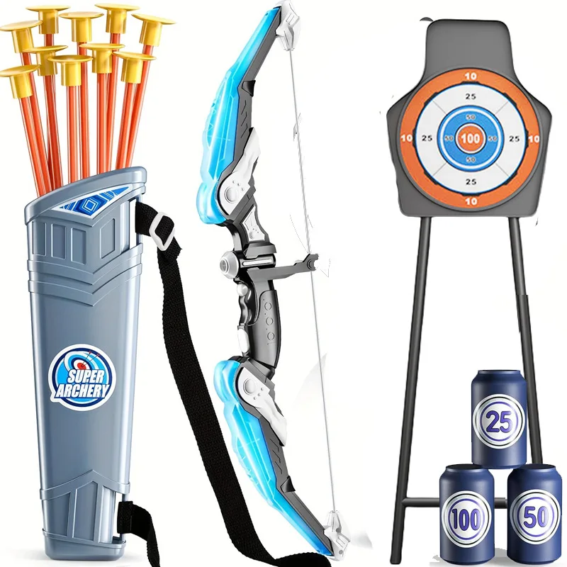 Kids Outdoor Sports Toy LED Light Bow and Arrow Set Archery Shooting Game for Boys