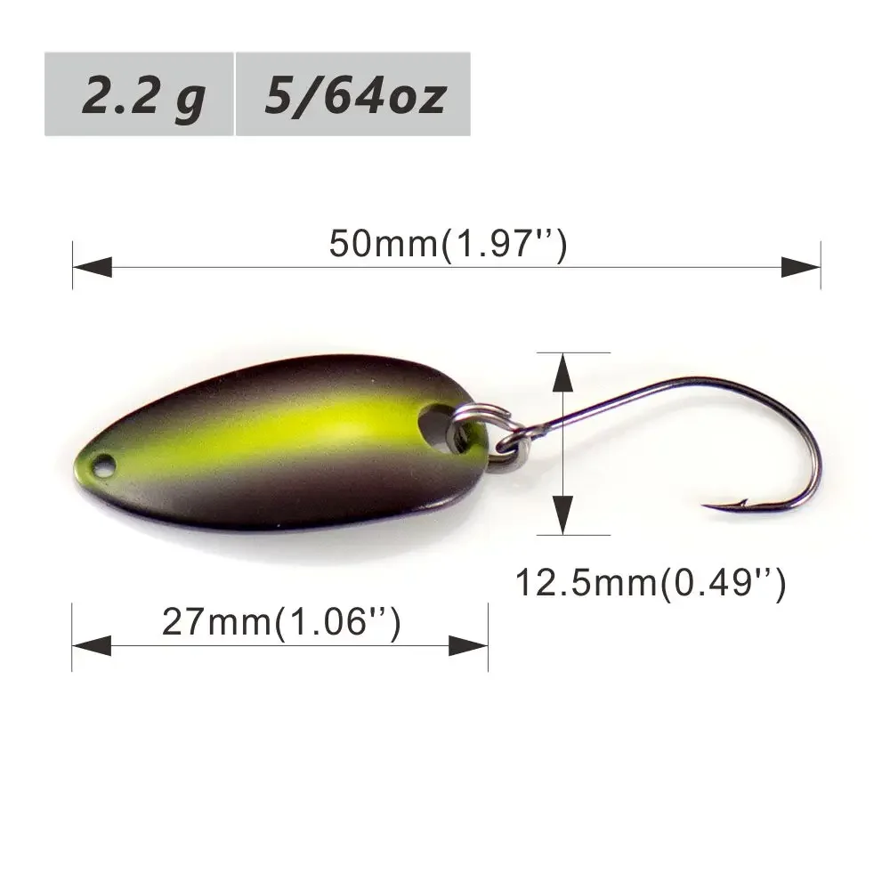 6PCS Countbass Casting Spoon Size 27x12.5mm, 2.2g  5/64oz Freshwater Salmon Trout Pike Bass Metal Brass Fishing Lures