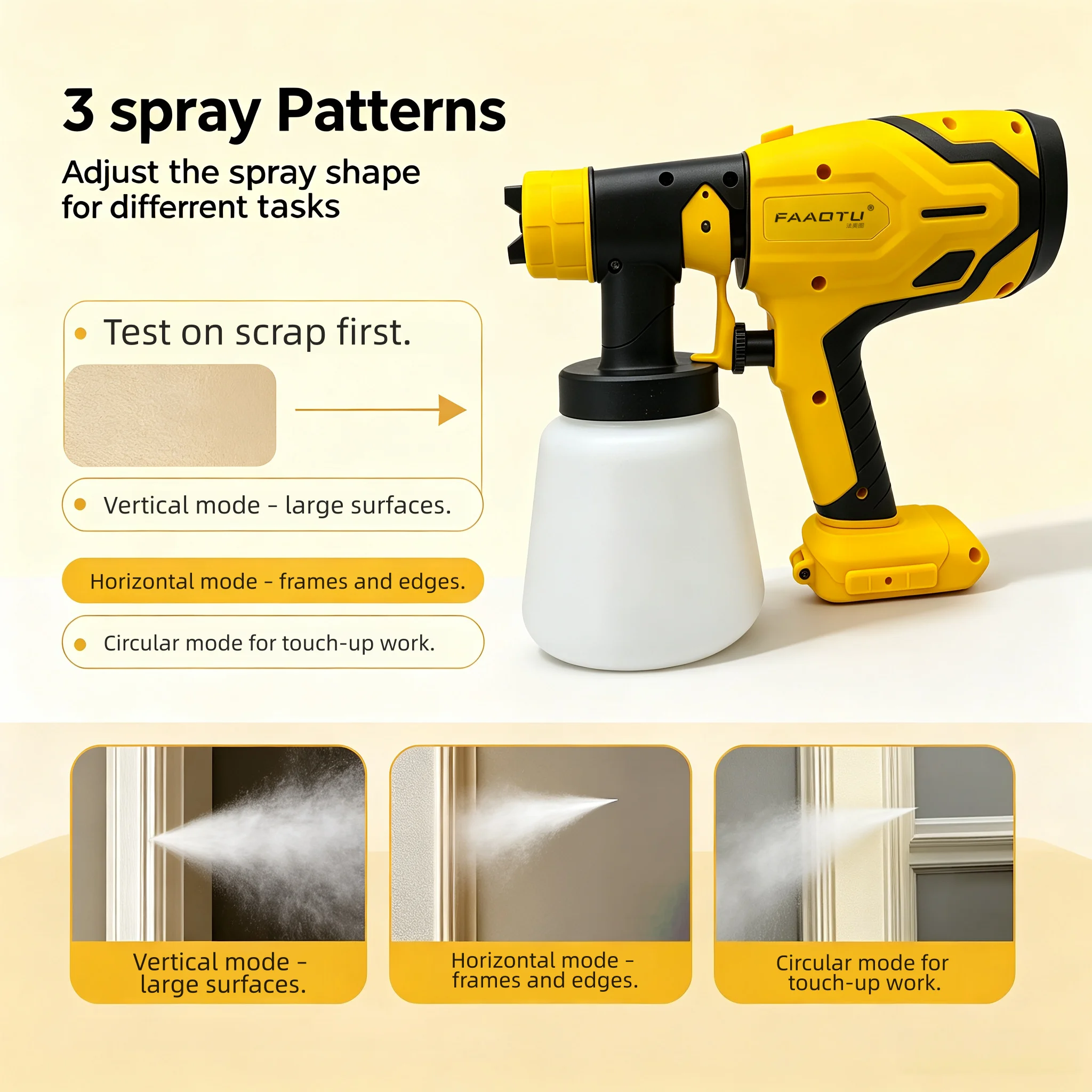 FAAOTU Electric Spray Gun Brushless800ml Capacity Uniformly Sprays Water Mist Or Paint Powerful And Even Application