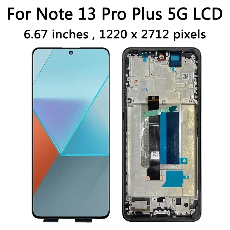 AMOLED 120Hz for Xiaomi Redmi Note 13 Pro+ 5G Lcd Display Touch Screen Digitizer For Redmi Note 13 Pro Plus 23090RA98C Display