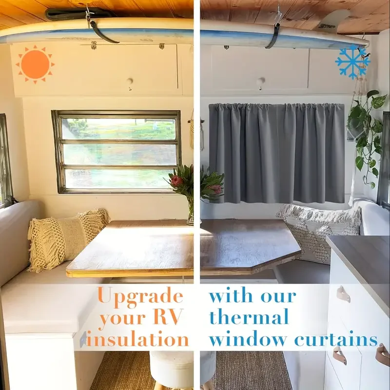

2Pack Caravan Window Curtain Thermal Insulation Privacy Drapes Bathroom Bedroom Windows Light Blocking Curtain RV Accessory