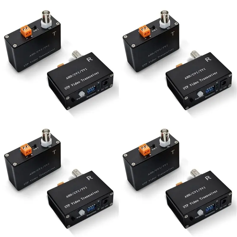 【ELEVATE LIFE】4X 1 Channel Active Video Balun For CCTV Camera Twisted Pair Transmitter Bnclong Range For AHD TVI CVI 5/10MP