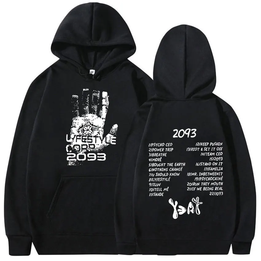 Rapper Yeat 2093 Lyfestyle New Album Hoodie Men's Hip Hop Gothic Pullover Sweatshirt Vintage Fashion Oversized Hooded Streetwear