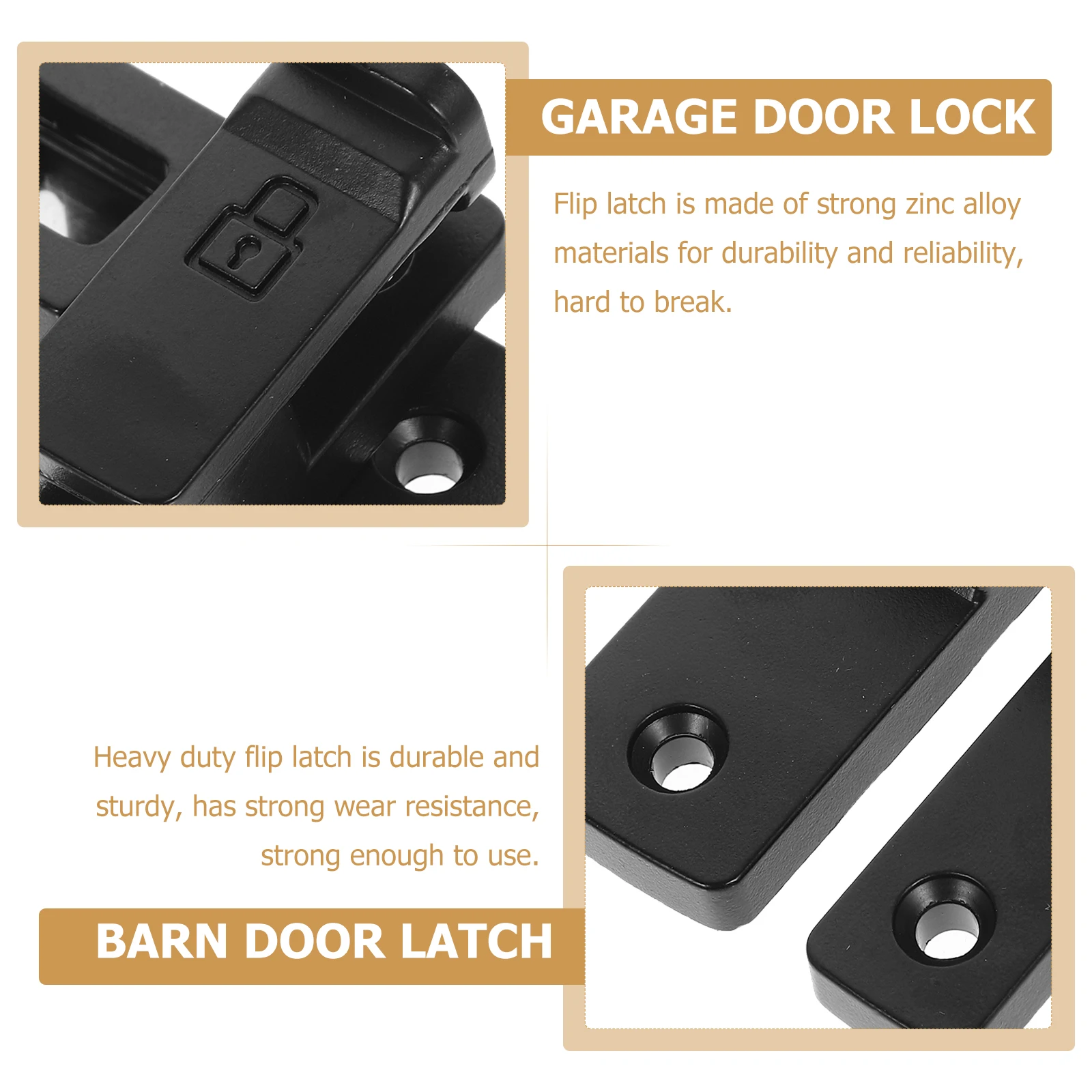 

Door Lock Fence Locks for Outdoor Gates Garden Latch Barn Heavy Duty Flip No Punching Garage Security