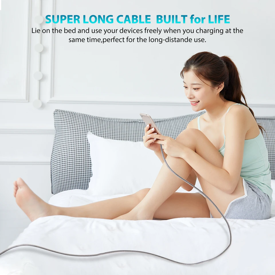 Cable de carga rápida tipo C a tipo C PD 60W 3m 5m 8m 10m extensible para iPhone 15 Pro Max Huawei Xiaomi Samsung 5