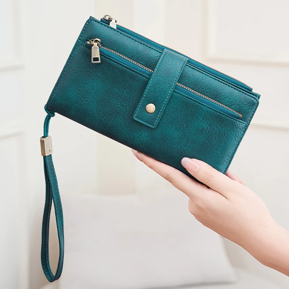Women Wallet Vintage Long Wallet Tri-fold Card Holder Present for Girls Stylish Large-capacity Mom Clutch-Bag