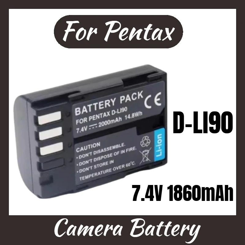 

New Replacement Rechargeable Camera Battery 7.4V 1860mAh D-LI90 for Pentax K01 K1 K3 K5 K7 K32 K-52 645Z 645D