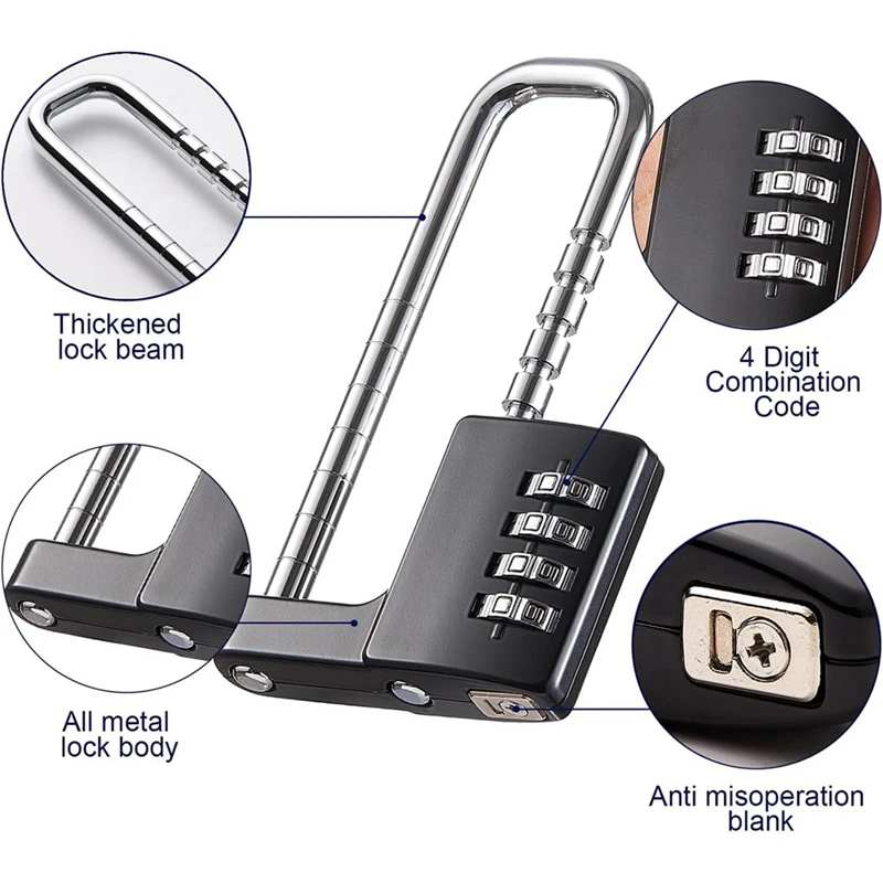 Cabinet Lock,Combination Padlock,Stainless Steel Gym Locker Lock Code Long Adjustable Shackle Lock For School,Gym