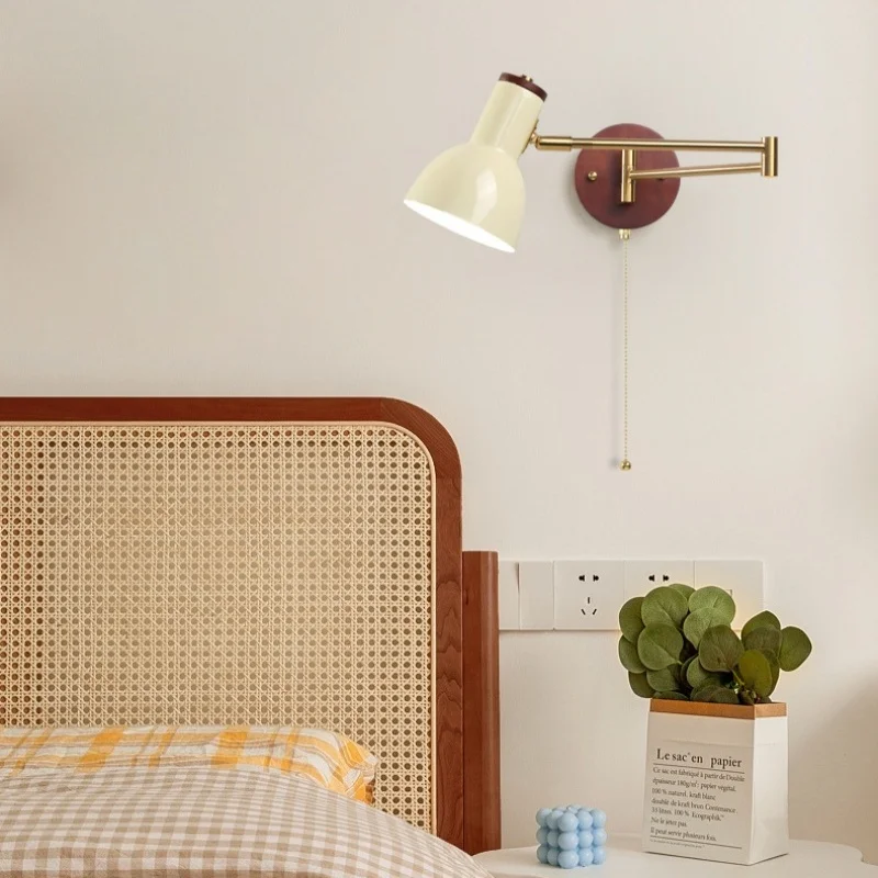 IWHD-Lámpara de Pared LED de hierro cremoso para dormitorio, sala de estar, baño, espejo, escalera, cadena de tracción, minimalismo nórdico, Aplique Pared
