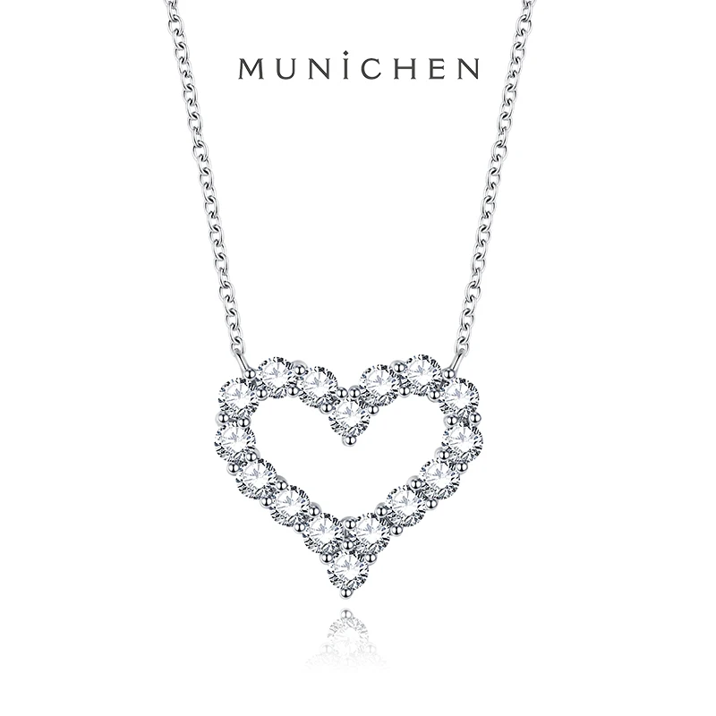 MULICHEN New In Heart Sharp Moissanite Necklace 18k White Gold Plated 925 Silver Woman Pendant for Girl Anniversary Gift Chains