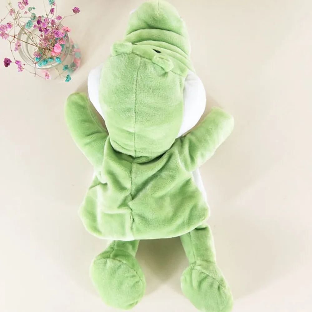 Presente de pelúcia macio boca de crocodilo verde brinquedo de pelúcia ativo fantoche de mão