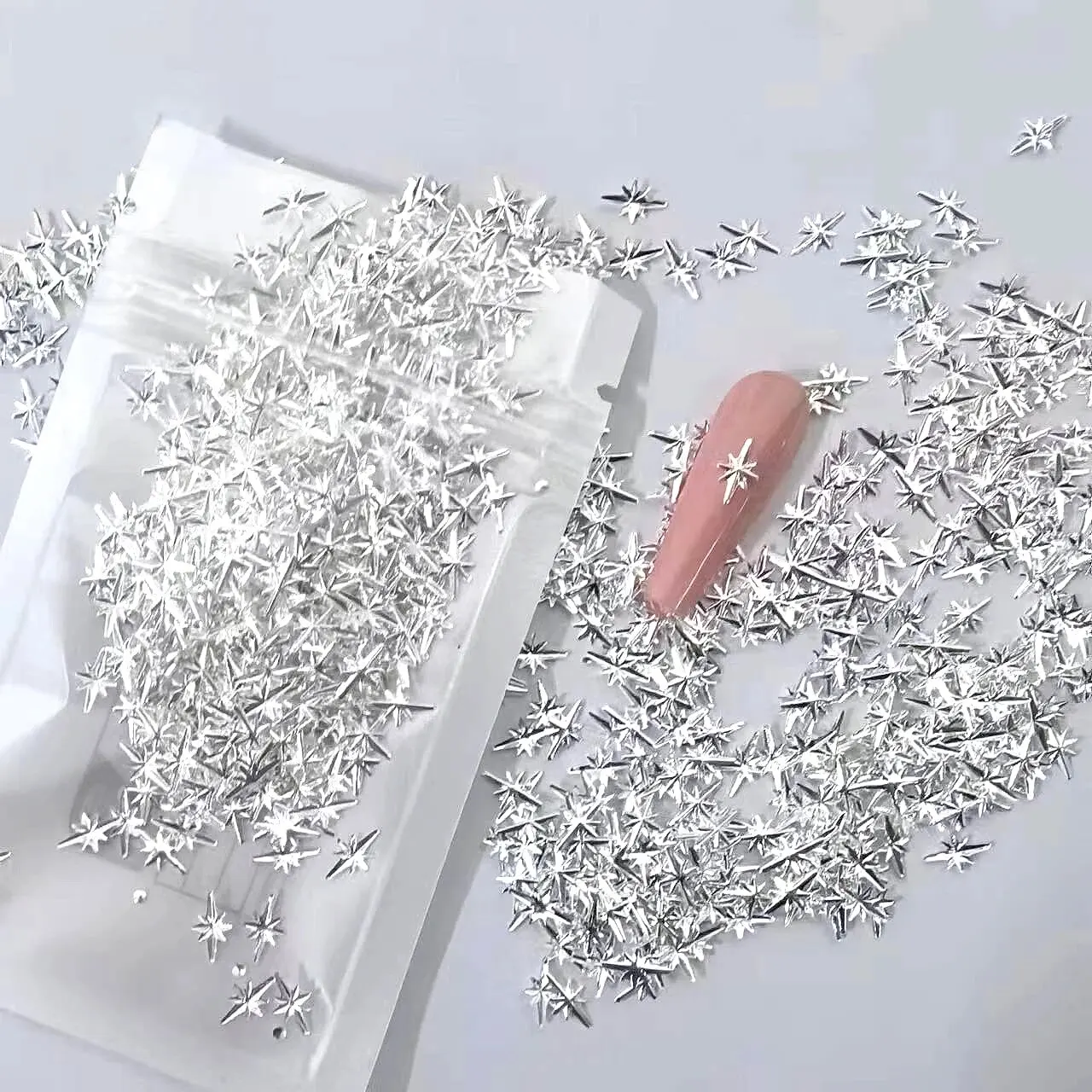 5*8mm 1000 pièces argent or Starlight japon 3D métal goujon Nail Art décorations Mini ongles conseils autocollants accessoire tranche flocons