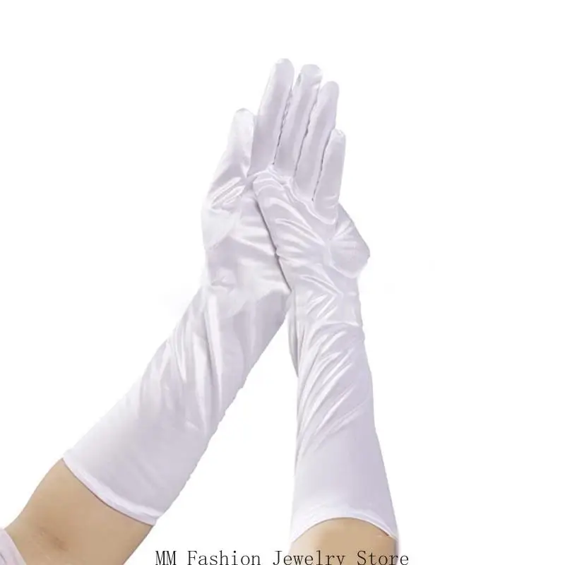 D0ub عشاء عشاء الساتان قفازات قفازات قفازات طويلة للنساء أوبرا سيدة موضوع الملحقات الأزياء