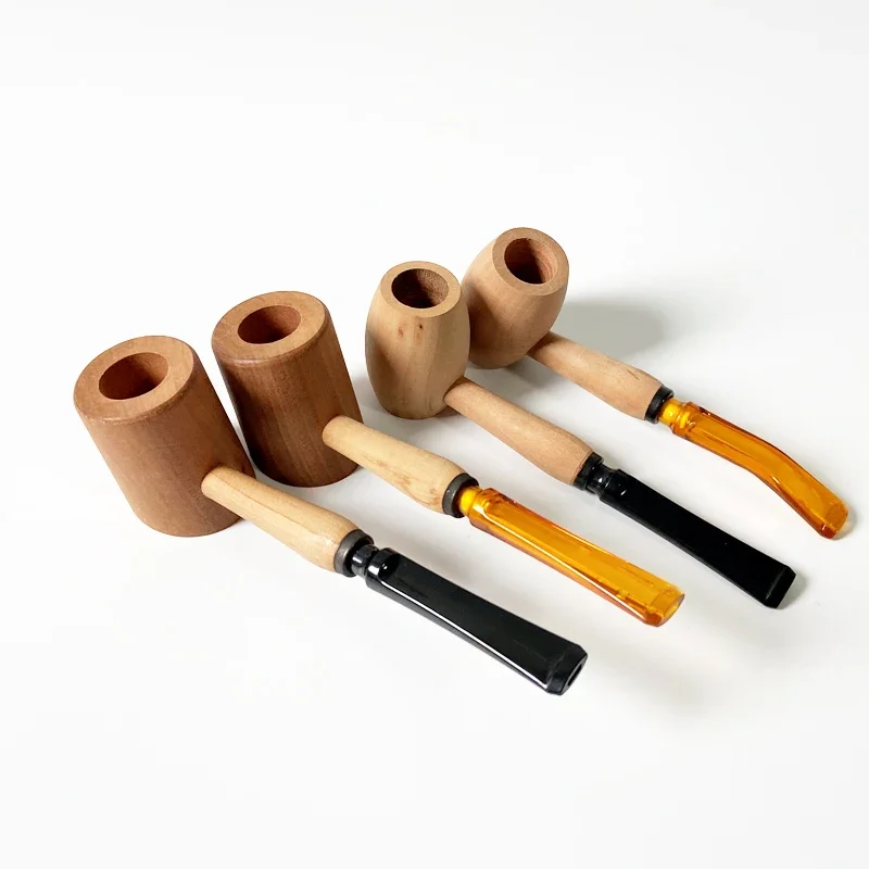 NEW Personality wooden bent Straight Style Cigarette Tobacco Pipes Smoking Cigarettes Holder Mouthpiece Accessories beginner