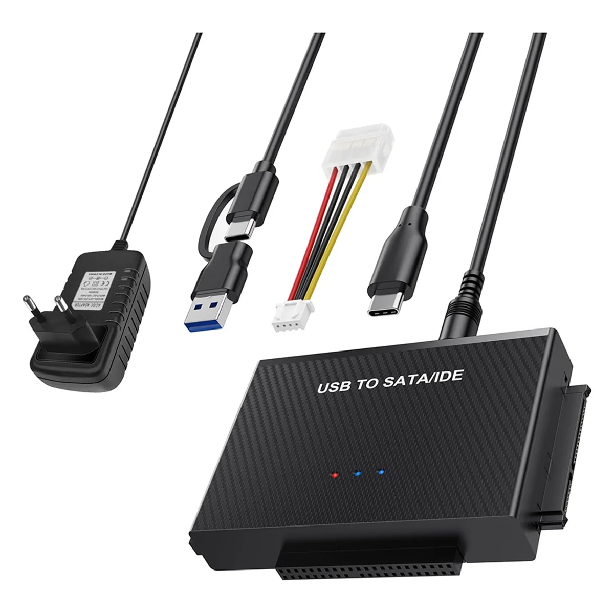 محول RISE SATA USB 3.2 وIDE، محول القرص الصلب SATA USB لمحرك الأقراص الصلبة SATA مقاس 2.5 بوصة و3.5 بوصة SATA HDD ومحرك الأقراص الصلبة IDE، قابس الاتحاد الأوروبي