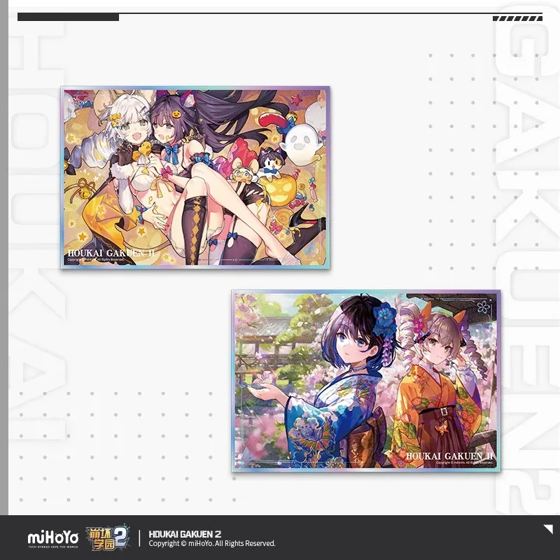

Official miHoYo Houkai Gakuen II Genuine Anime CG Series Game Peripheral PET Color Paper Kiana Kaslana&BronyaZaychik Holiday Gif