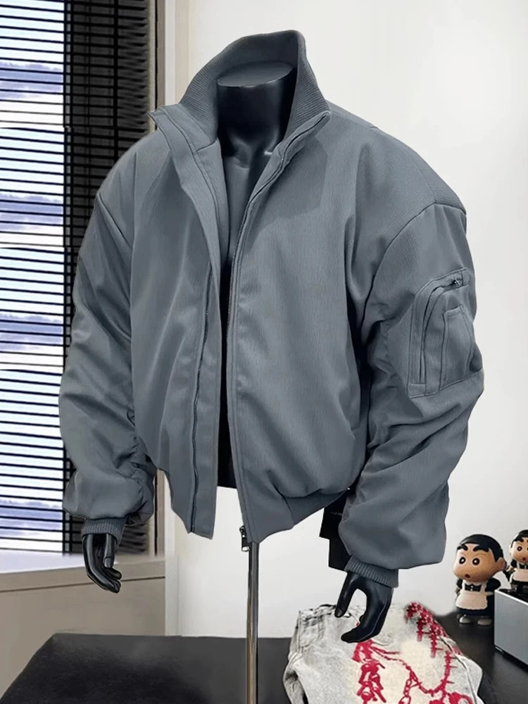 Męska kurtka bomberka MA, ocieplana bawełną, kurtka lotnicza z wysokim kołnierzem, idealna na zimę, ciepła odzież wierzchnia z włókna poliestrowego.