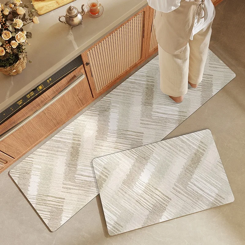 

Retro American Style Kitchen Carpet Non-slip Waterproof Oil-proof Kitchen Floor Mat PVC Leather Washable Rug Alfombras De Cocina