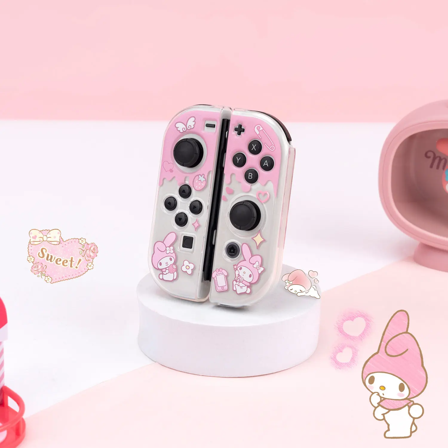 Kawaii My Melody Detachable Case Dock Friendly Joy-Con Controller Shell for Nintendo Switch 2 OLED NS Transparent Console Cover view 5