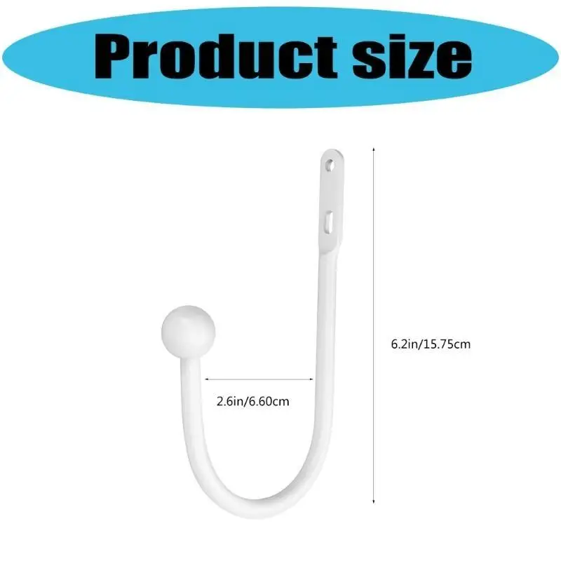 652F 2/4pcs Metal Curtain Side Holders Wall Mounted Tieback Hook Decorative Drapery Holdbacks Metal Tie Backs Easy to Use - view 6