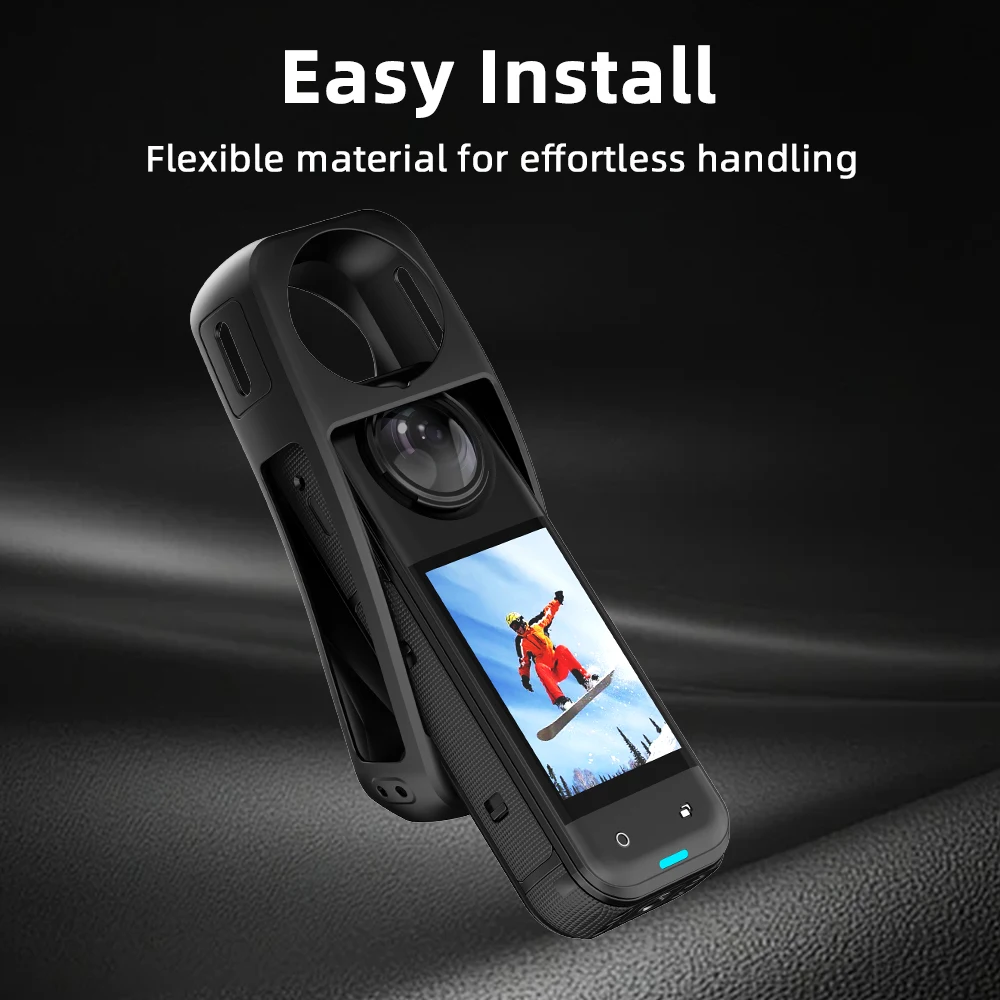 حافظة واقية من Flymile لهاتف Insta360 X5 غطاء من السيليكون مقاوم للصدمات وغطاء ناعم ملحقات كاميرا الحركة البانورامية