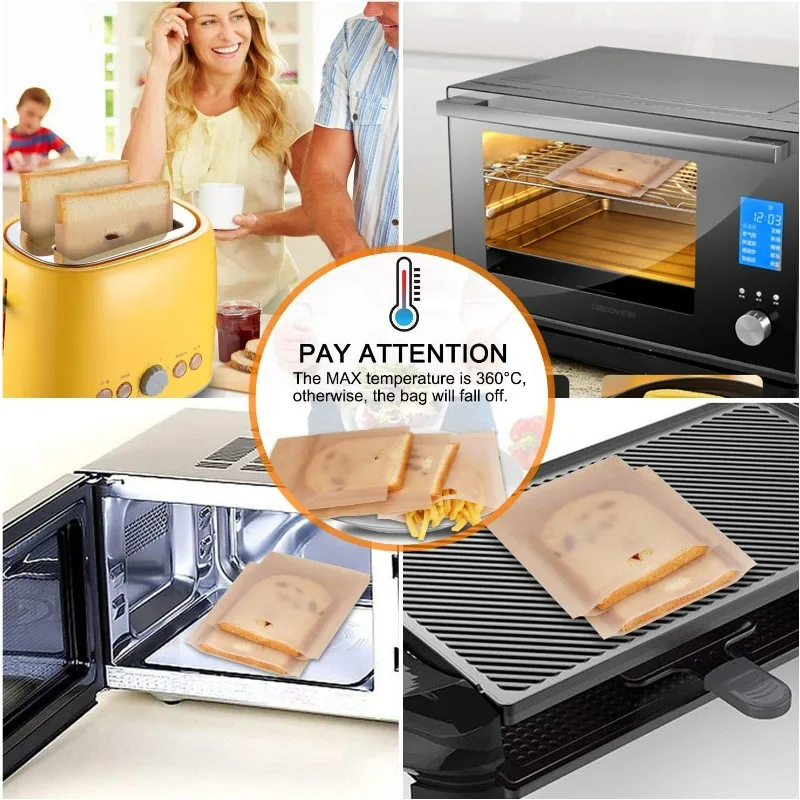 5/20pcs Fiberglass Toaster Sandwich Bags Reusable Washable Toaster Bags for Toaster Microwave Grill Cheese Sandwiches