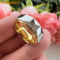 iTungsten 8mm Dropshipping Two Tone Face Ring Nice Tungsten Wedding Band For Men Women Stepped Polished Finish Comfort Fit