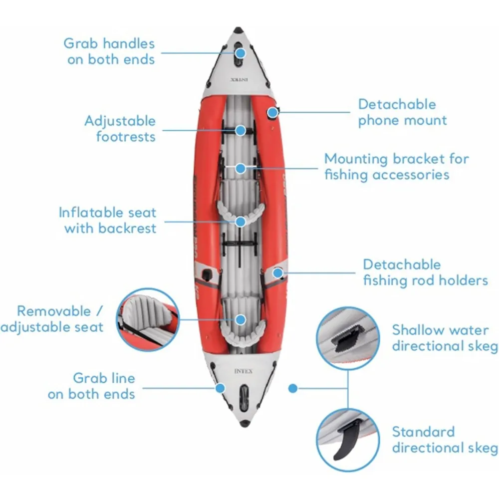 68309EP Excursion Pro K2 Inflatable Kayak Set: Includes Deluxe 86in Kayak Paddles and High-Output Pump image 5