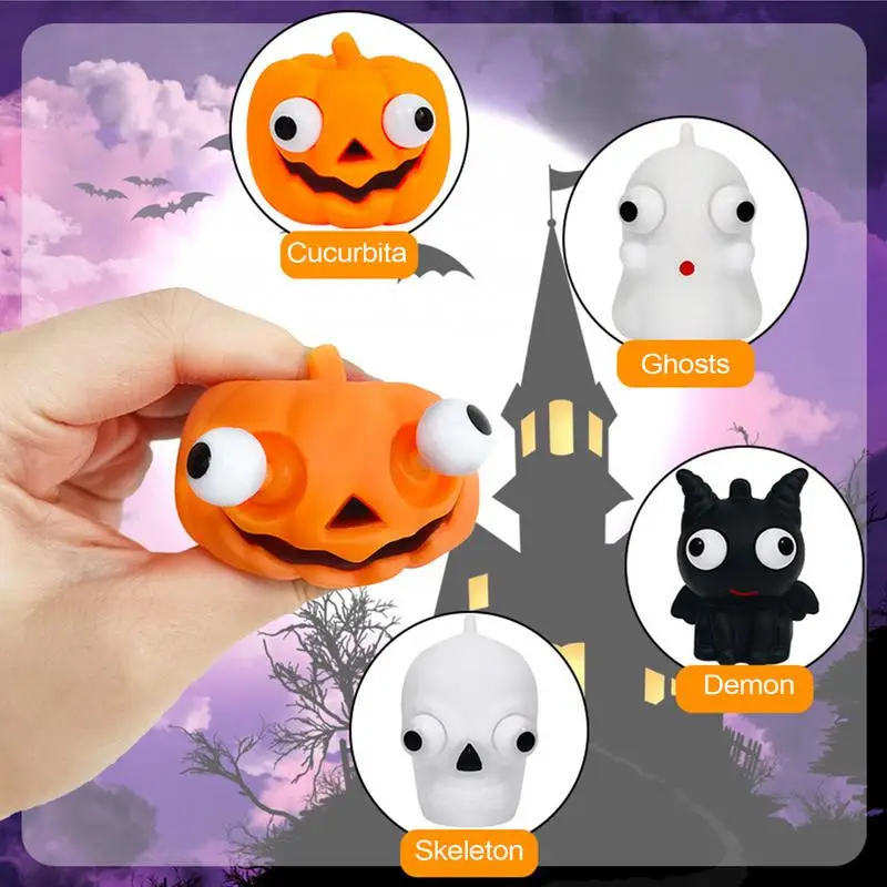 

Halloween Fidget Toy Halloween Pumpkin Ghost Squeeze Pinch Toy Pop Out Eyes Squeeze Ball Fun Vent Toys Kids Stress Relief Gifts