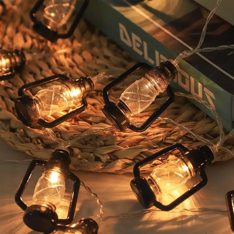 Outdoor String Lights Kerosene Camping Tent Decorations Patio Lights Camp Theme Party Decor Outside Hang Lights For Balcony