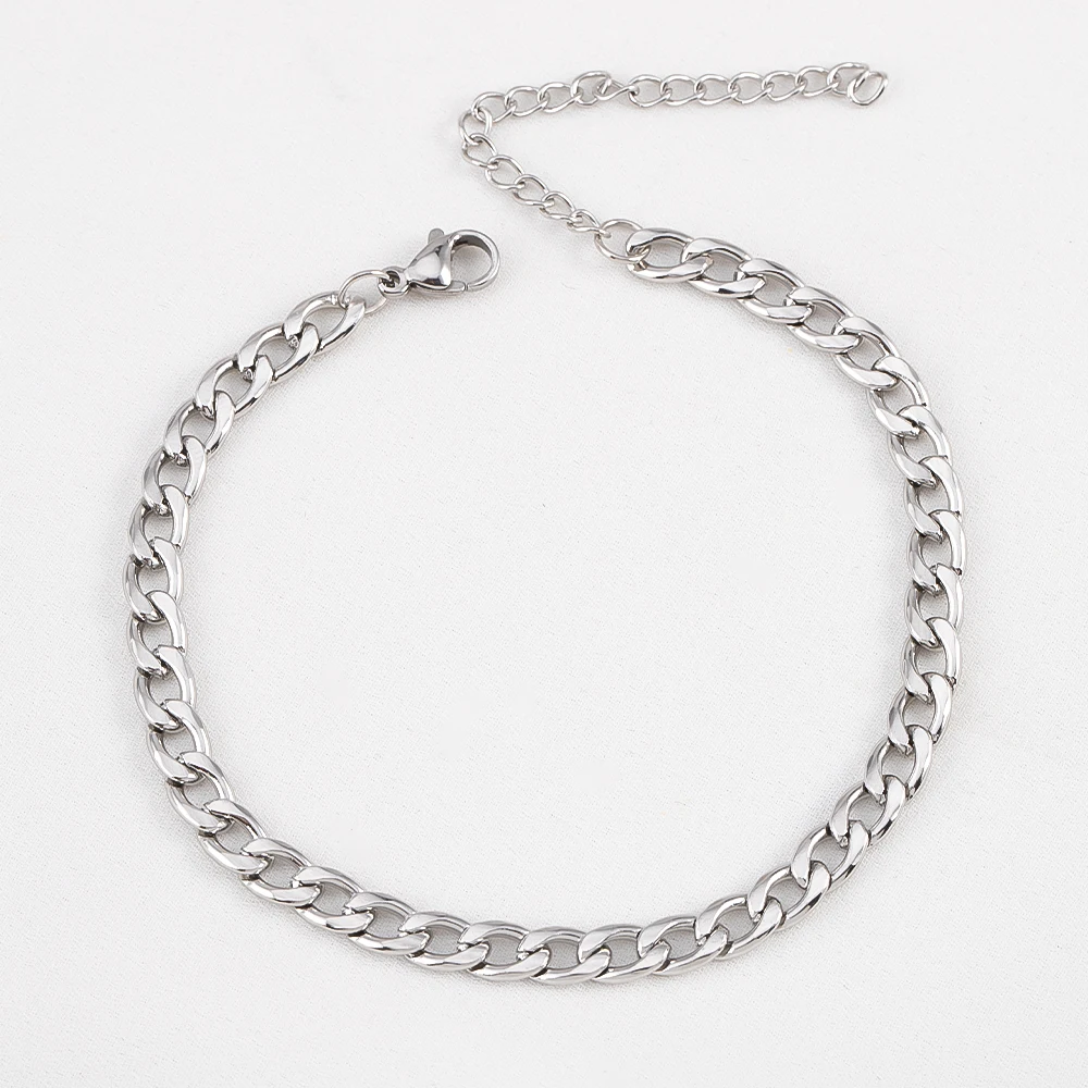 

5pc 2pc Stainless Steel Adjustable Bracelet Base Silver Color Trend Cuban Chain Extension Chain Lobster Clasp DIY Jewelry Making