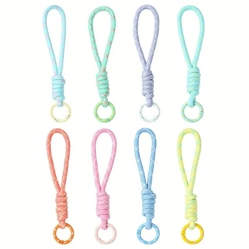 2~5pcs Colorful Braided Keychain Mobile Phone Lanyard Anti Lost Knot Rope Strap Key Rings Men Women Car Key Holder Accessories
