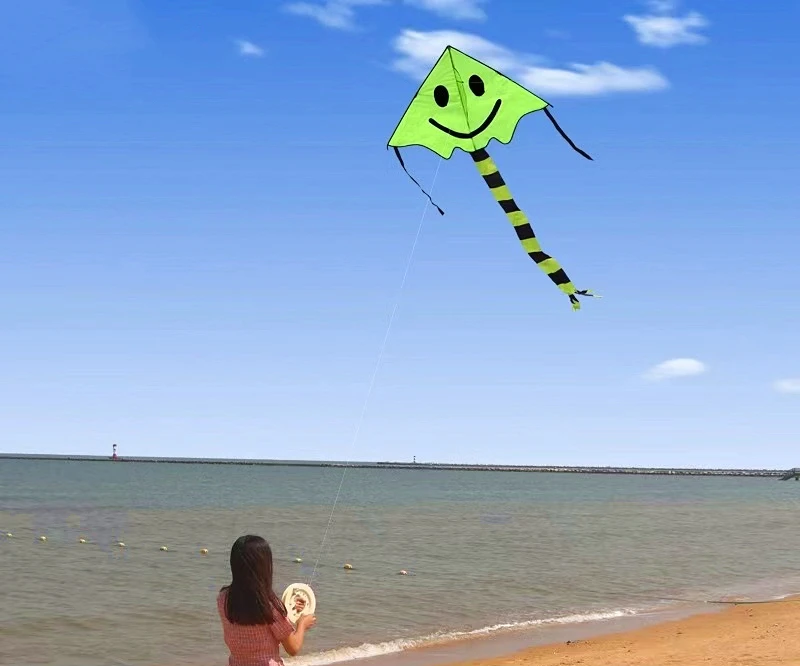 Grande rosto sorridente pipas voando crianças pipas carretel brinquedos ao ar livre ripstop tecido de náilon asa de pipa linha enrolamento jouer fácil barra de pipa