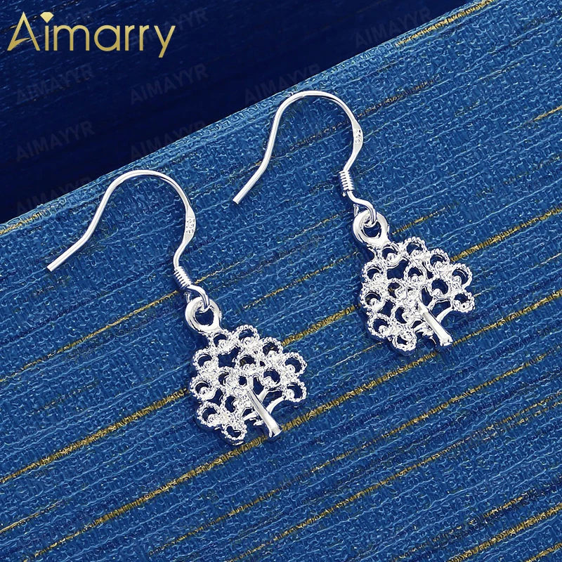 925 Sterling Silver Hollow Out Life Tree Earrings for Women's Parties Banquets Engagements Weddings High-quality Fashion Jewelry