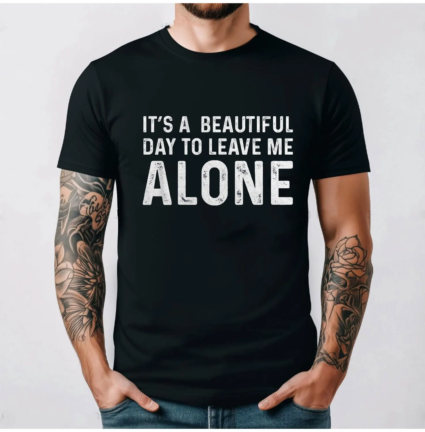 Mens Its A Beautiful Day To Leave Me Alone T Shirt Funny Sarcastic Humor Tee Casual Style Summer Cotton Tee Regular Short Sleeve