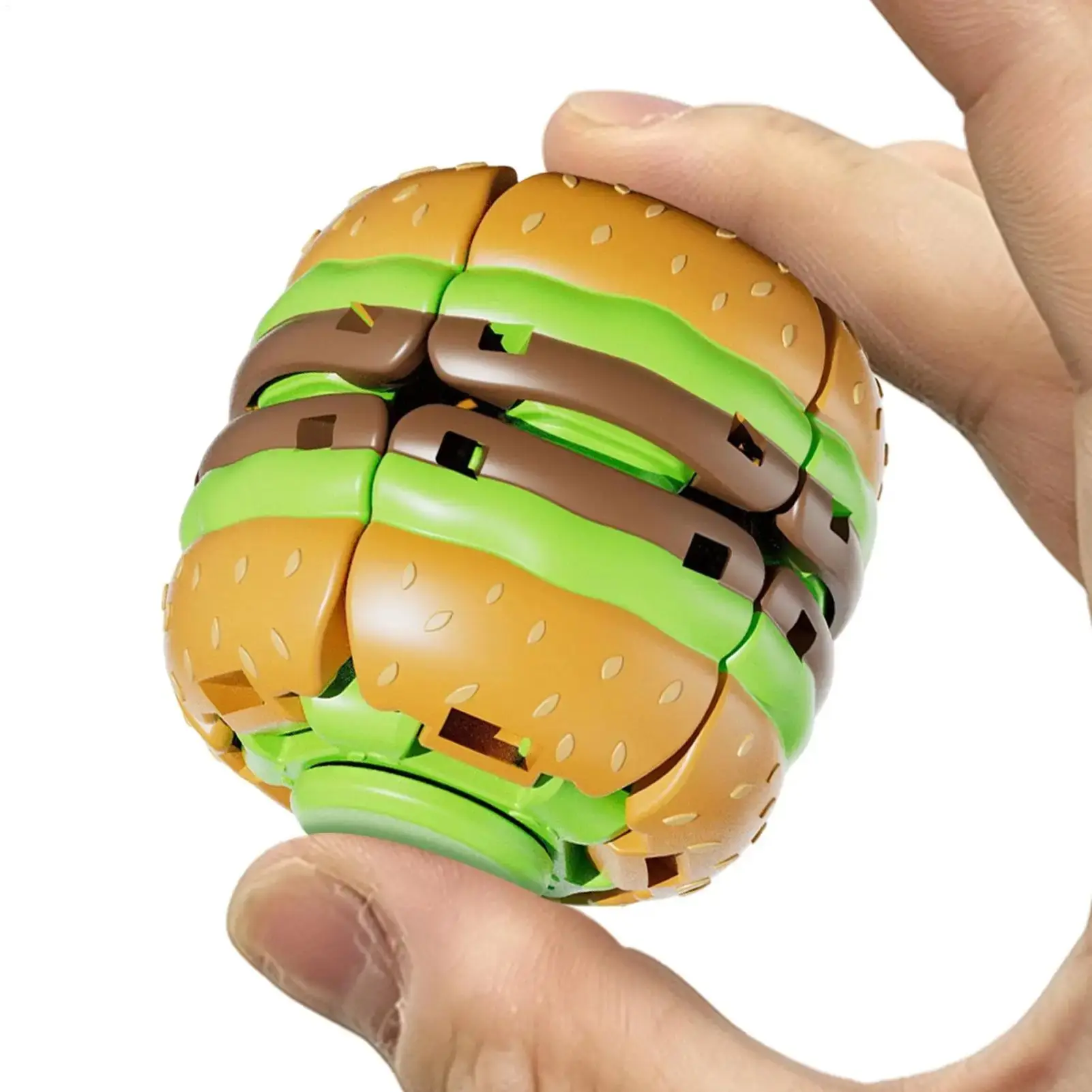 Burger-Stressball, Stressabbau-Spielzeug, Hamburger-Form, Entspannungs-Fidget, drehbarer Hamburger, rotierendes Fidget-Spielzeug