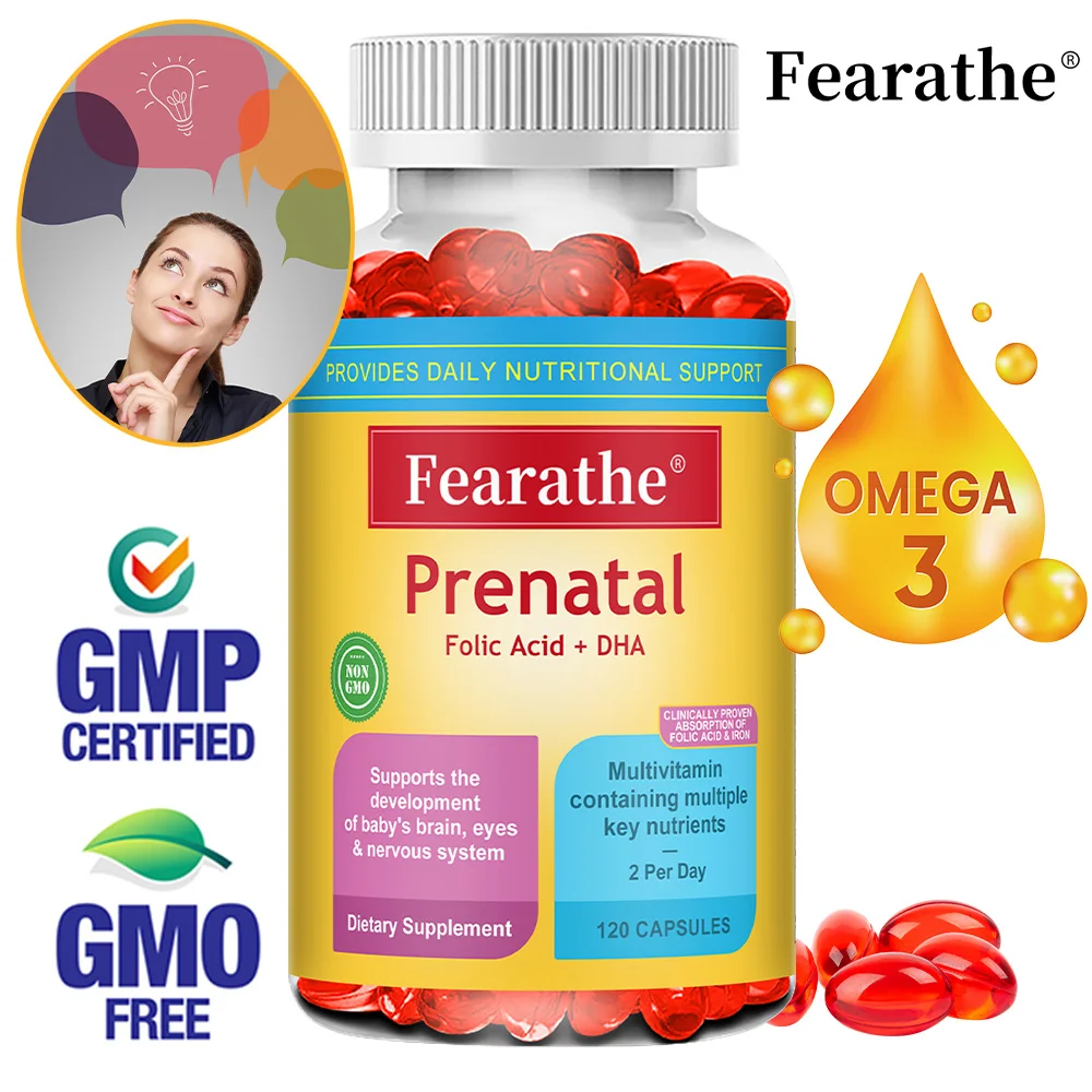 

Пренатальный мультивитамин с фолицинковой кислотой, добавка допитального витамина и минералов для ежедневной питательной поддержки, 120 капсул