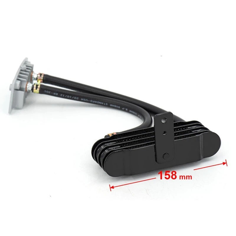 ABNM Set Pendingin Oli Radiator Pendingin Oli Sepeda Motor Universal Aluminium 158Mm Hitam